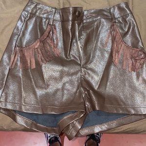 XS - kittenish brown leather shorts